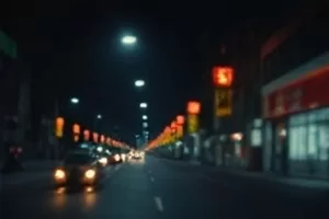 《大阪雨夜出租车》雨夜车灯横版剧照